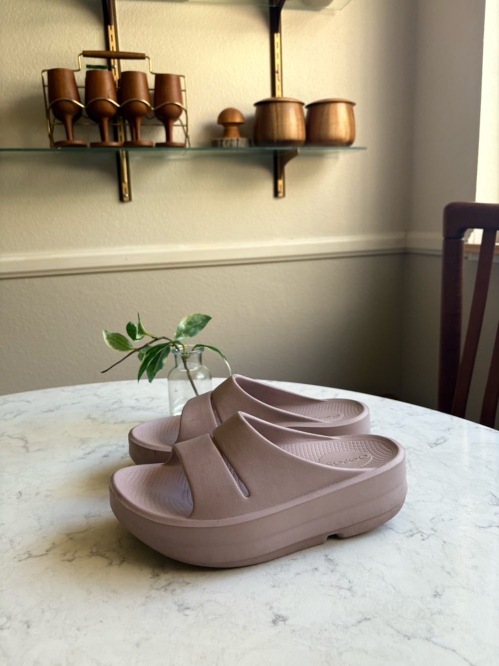 Oofos Women’s Slide Platform Sandals in Mauve - Picture 5 of 6